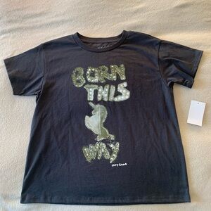 Lady Gaga Born This Way Black Graphic T-Shirt 50% Cotton Crew Neck XL